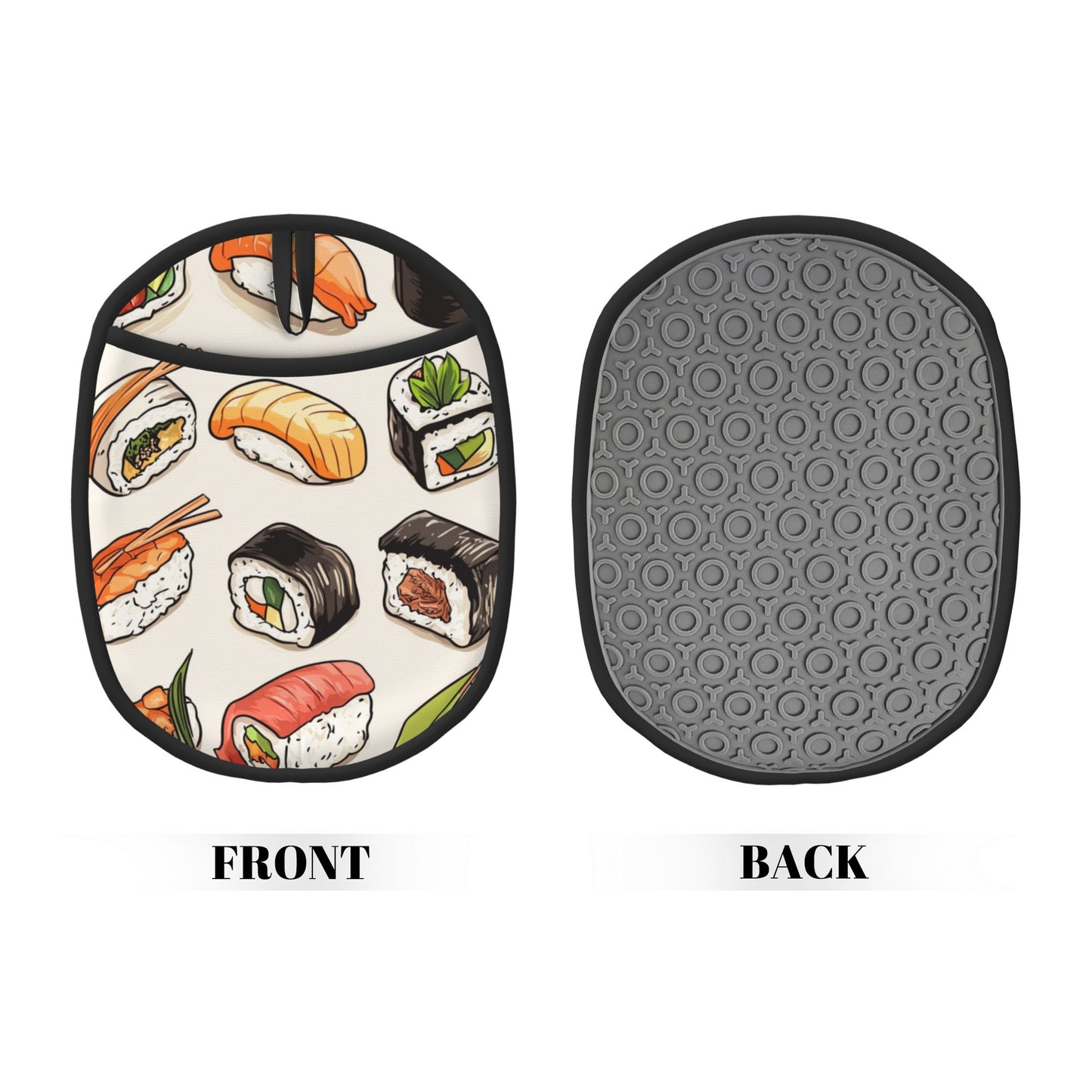 Multifunctional Heat-Resistant Silicone Oven Mitt with Sushi Pattern