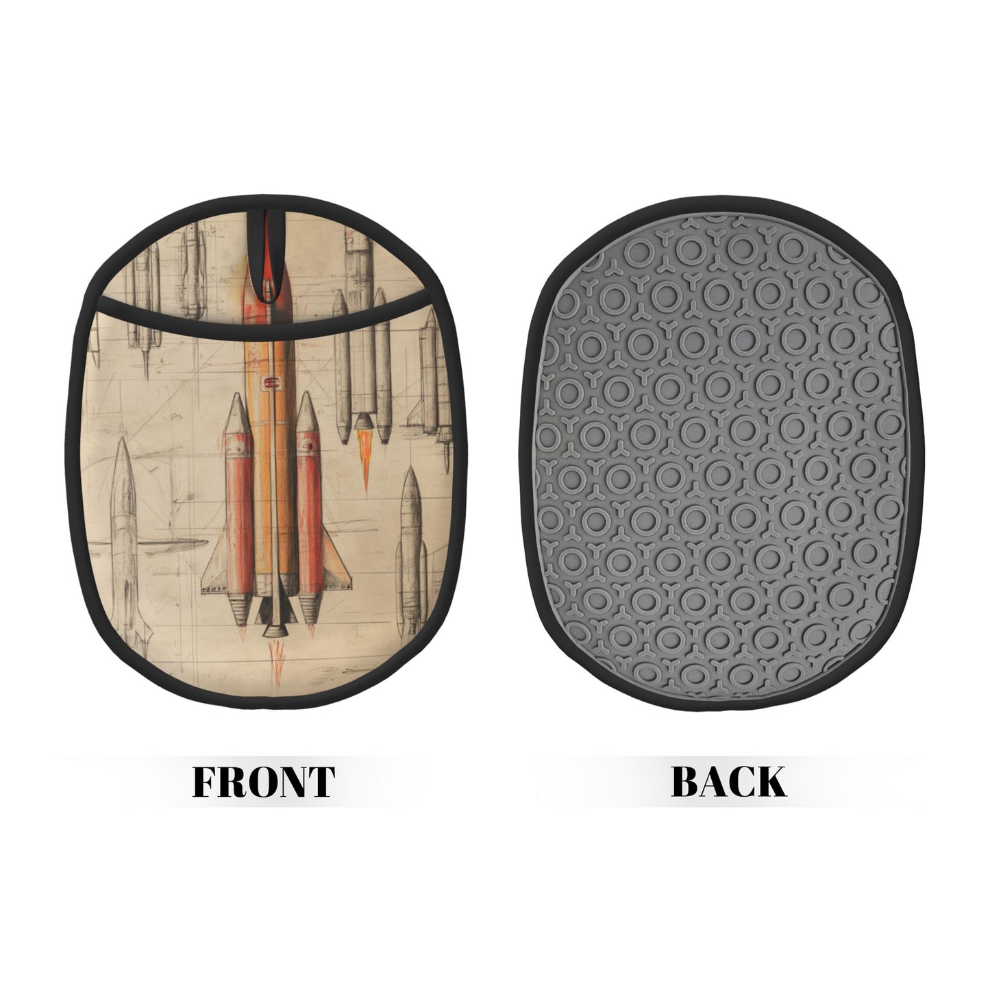 Rocket Design Multifunctional Silicone Pot Holder & Oven Mitt (9.4 x 7.5 inch)
