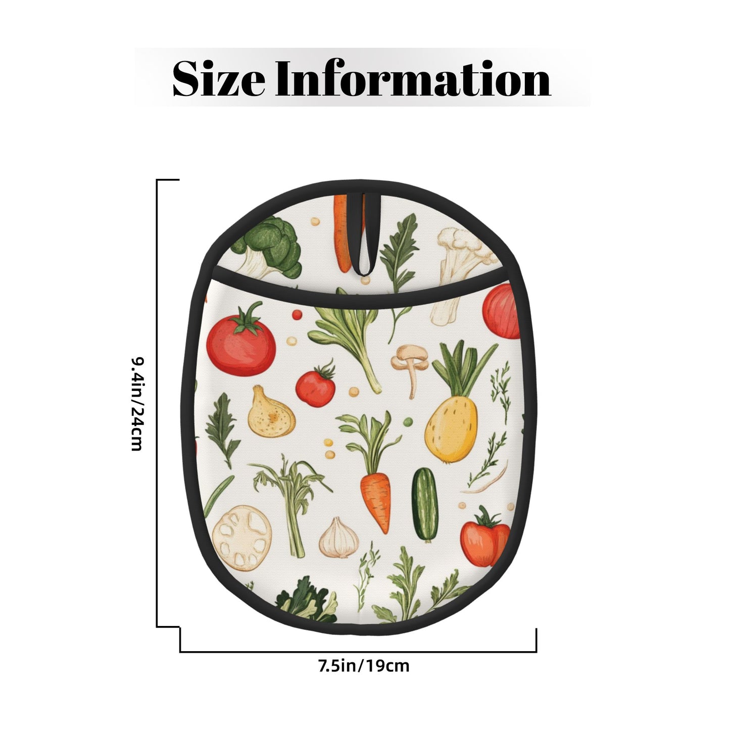 Colorful Vegetable Pattern Silicone Pot Holder & Oven Mitt – Heat Resistant Non-Slip Kitchen Pad (9.4 x 7.5 in)