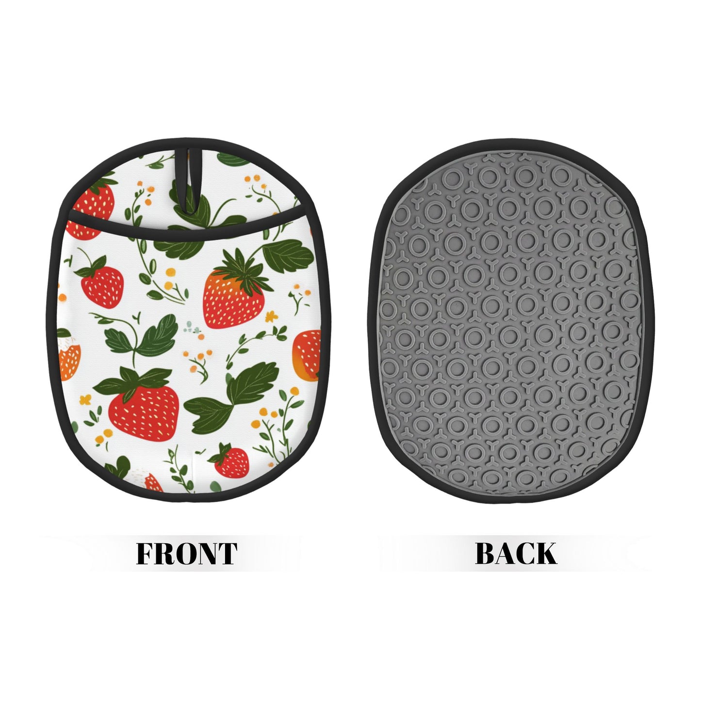 Strawberry Pattern Heat-Resistant Kitchen Pot Holder – Hanging Silicone Oven Mat, Multipurpose Non-Slip Pad for Baking & Cooking (9.4"x7.5")