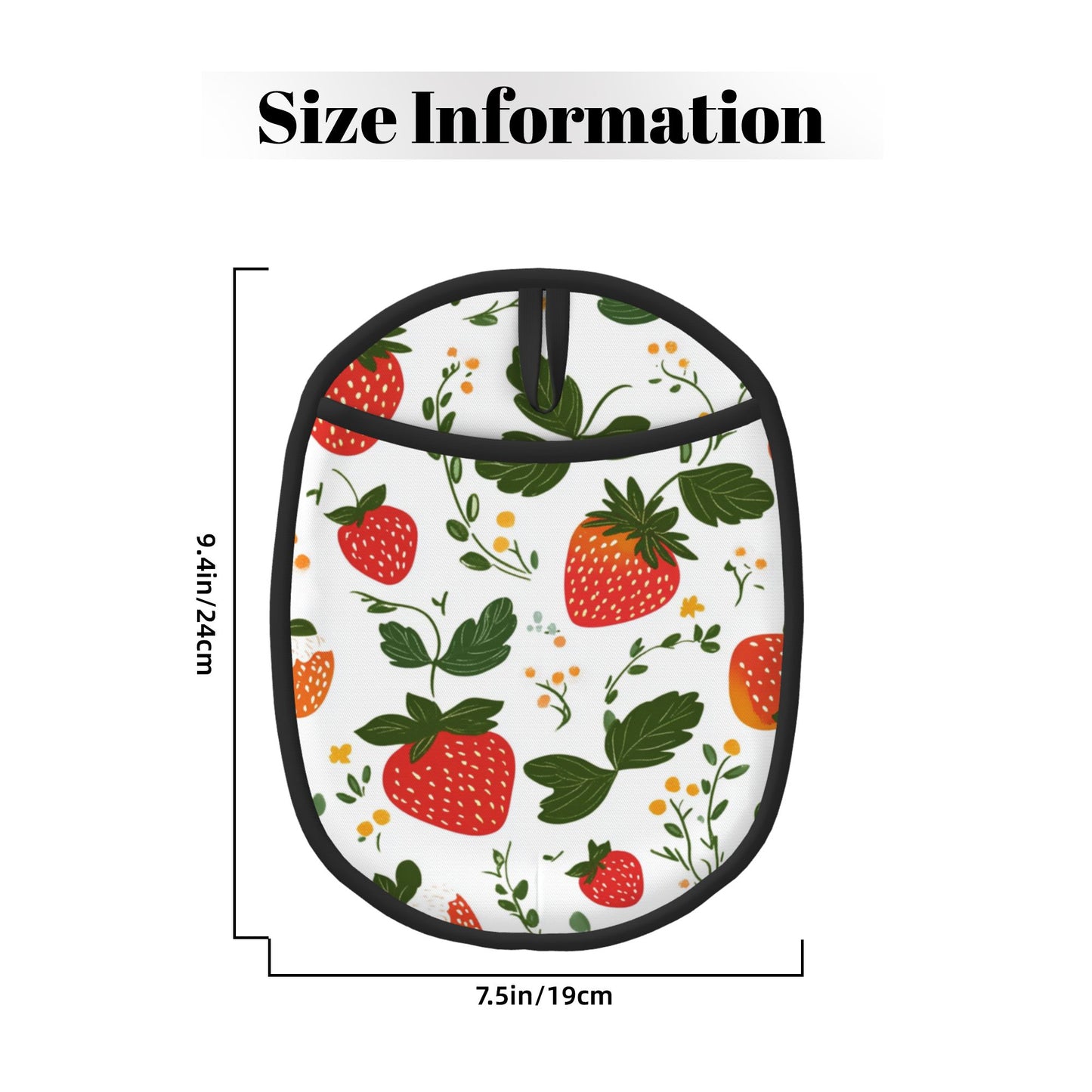 Strawberry Pattern Heat-Resistant Kitchen Pot Holder – Hanging Silicone Oven Mat, Multipurpose Non-Slip Pad for Baking & Cooking (9.4"x7.5")