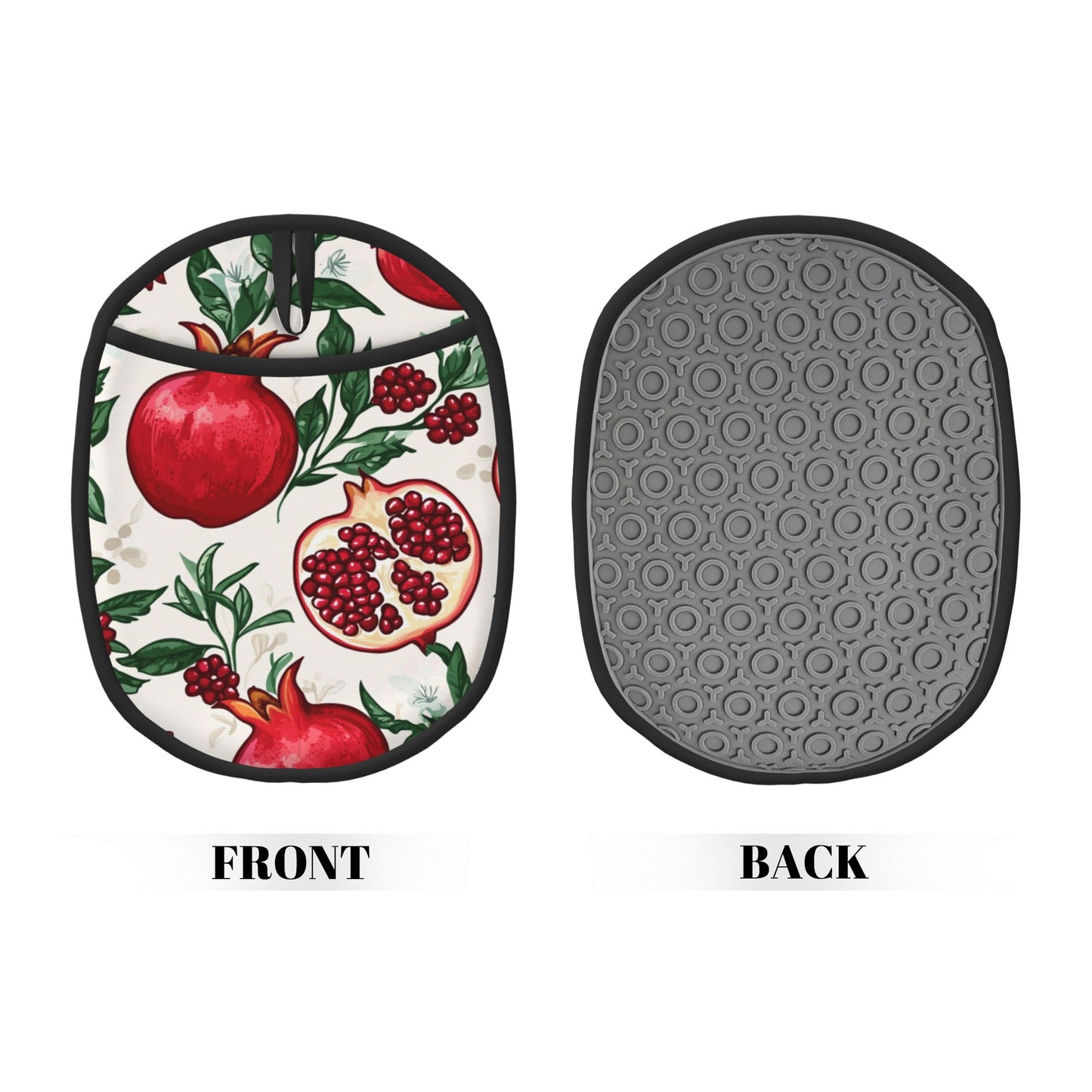 Pomegranate Pattern Heat-Resistant Pot Holder – Hanging Silicone Oven Mat, Multipurpose Non-Slip Thermal Pad for Kitchen & Baking (9.4"x7.5")