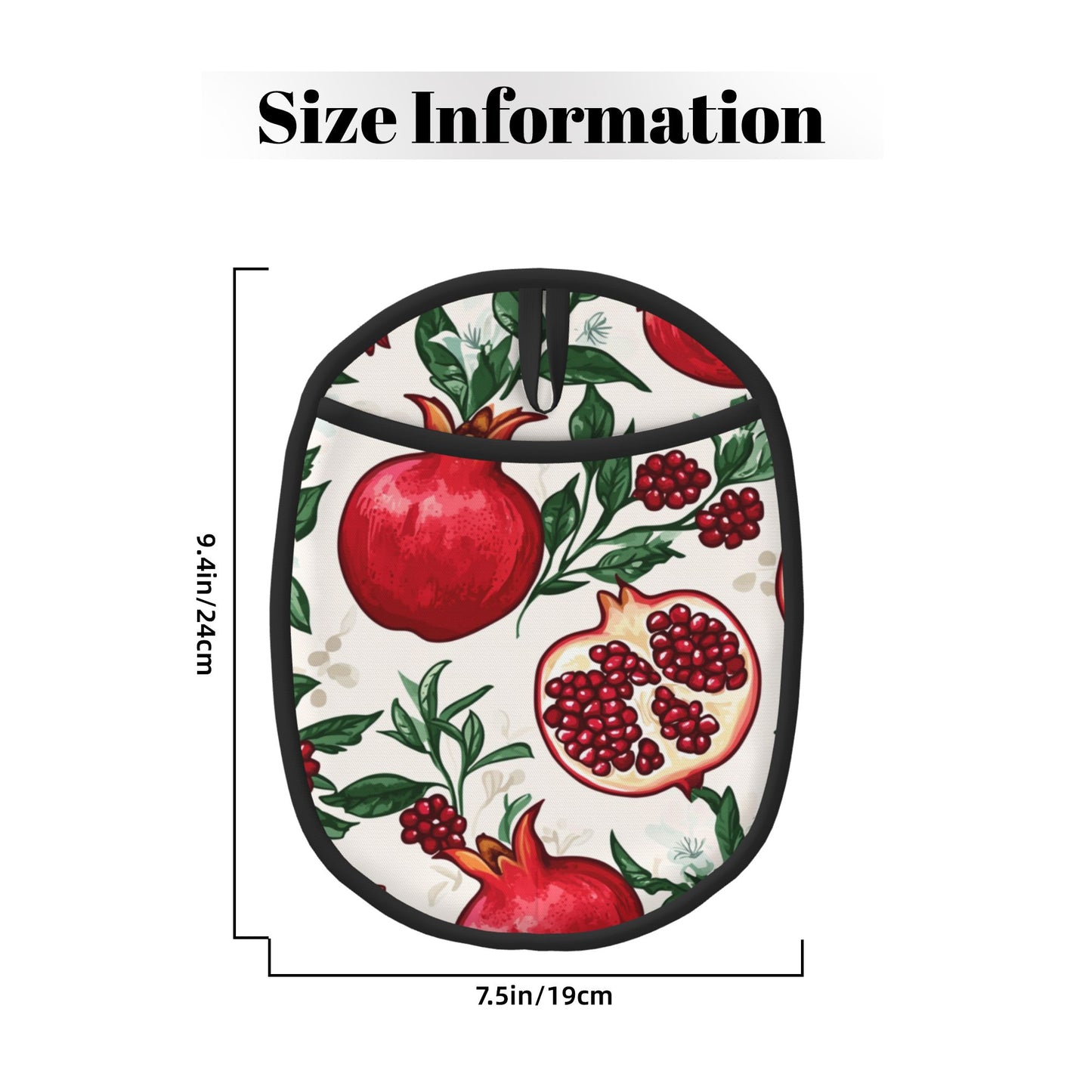 Pomegranate Pattern Heat-Resistant Pot Holder – Hanging Silicone Oven Mat, Multipurpose Non-Slip Thermal Pad for Kitchen & Baking (9.4"x7.5")