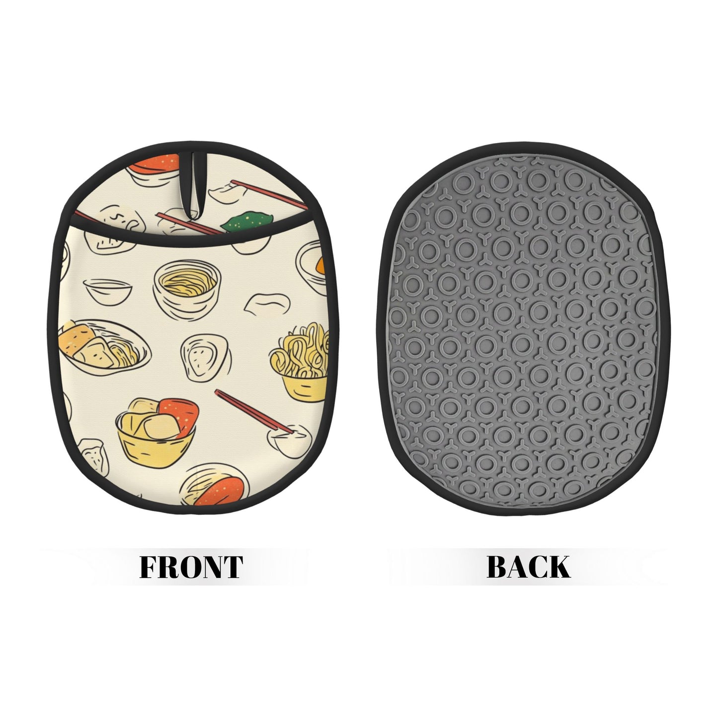 Asian Food Pattern Silicone Pot Holder – Hanging Multipurpose Oven Heat-Resistant Pad (9.4"x7.5")