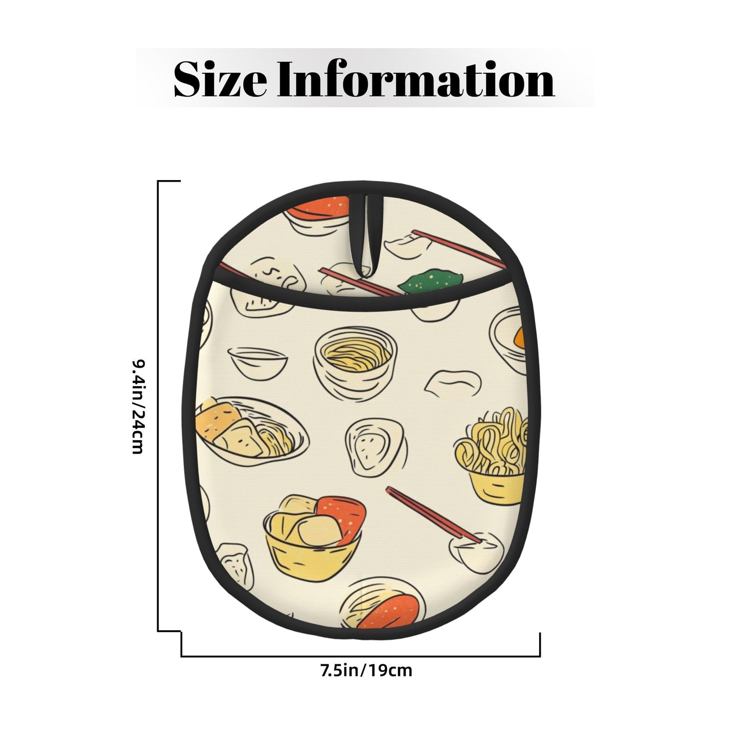 Asian Food Pattern Silicone Pot Holder – Hanging Multipurpose Oven Heat-Resistant Pad (9.4"x7.5")