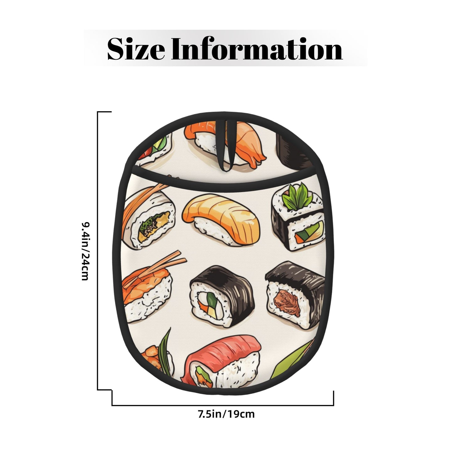 Multifunctional Heat-Resistant Silicone Oven Mitt with Sushi Pattern