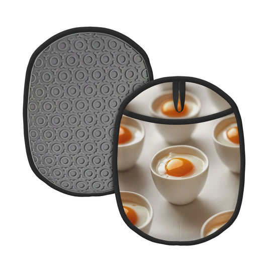 Egg Yolk Bowl Pattern Multifunctional Silicone Pot Holder & Oven Mitt (9.4 x 7.5 inch)