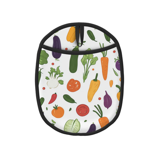 Cartoon Vegetable Pattern Silicone Oven Mitt & Trivet Pad – Heat Resistant Non-Slip Kitchen Pot Holder (9.4 x 7.5 in)