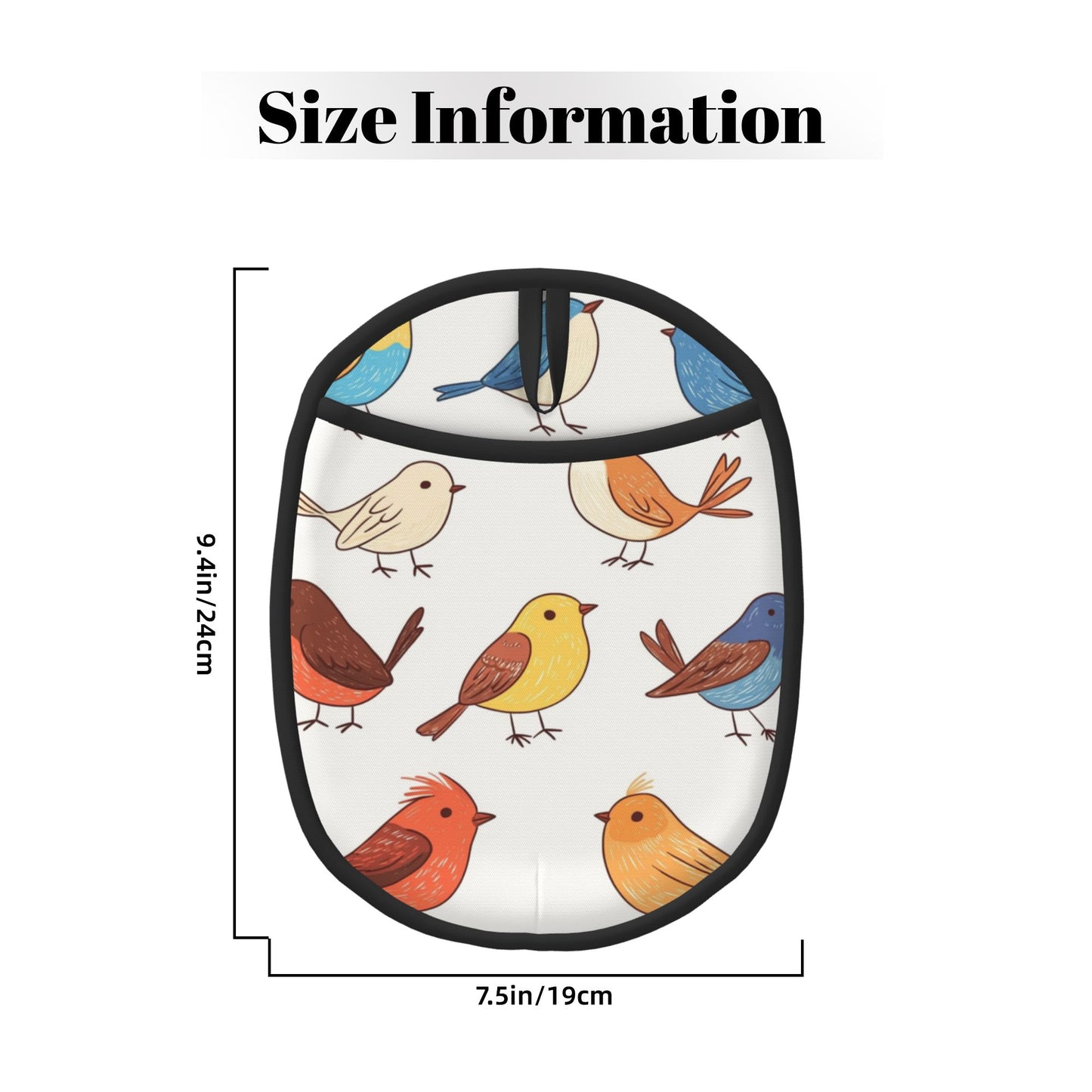 Colorful Cartoon Bird Silicone Oven Mitt & Trivet Pad – Heat Resistant Kitchen Pot Holder (9.4 x 7.5 in)