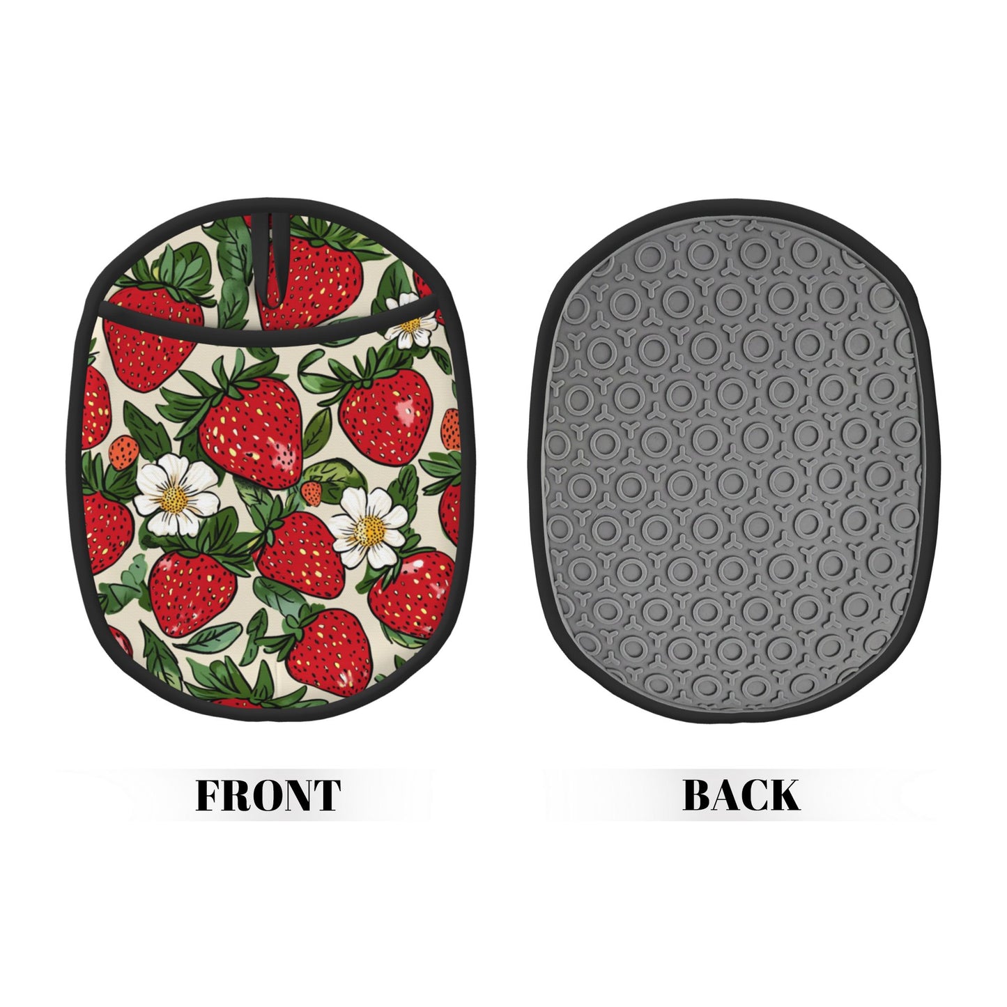 Strawberry Pattern Silicone Oven Mat – Heat-Resistant Multifunctional Pad with Hanging Loop – Non-Slip Insulated Kitchen Pot Holder (9.4"x7.5")