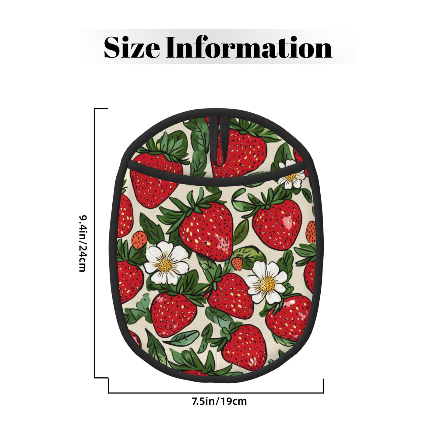 Strawberry Pattern Silicone Oven Mat – Heat-Resistant Multifunctional Pad with Hanging Loop – Non-Slip Insulated Kitchen Pot Holder (9.4"x7.5")