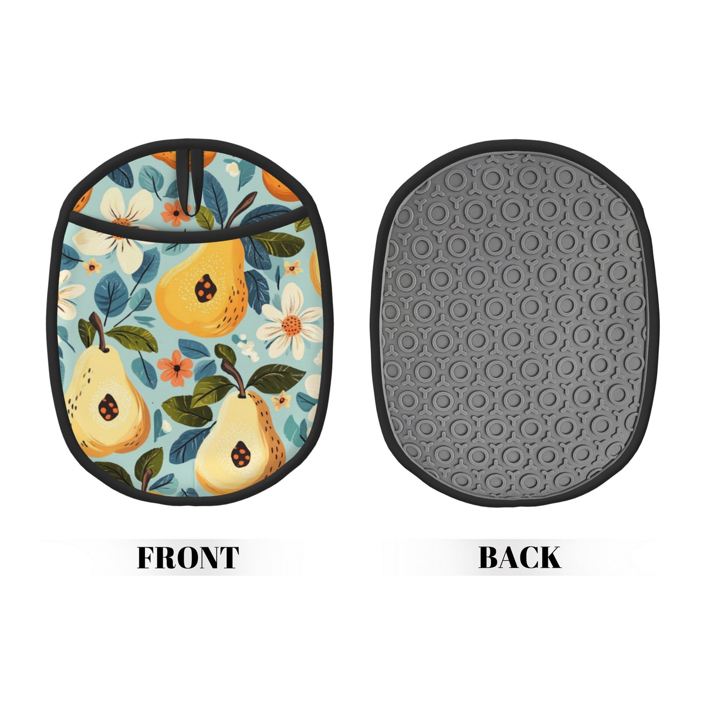 Pear Pattern Silicone Heat-Resistant Pot Holder – Hanging Multipurpose Oven Mitt Pad (9.4"x7.5")