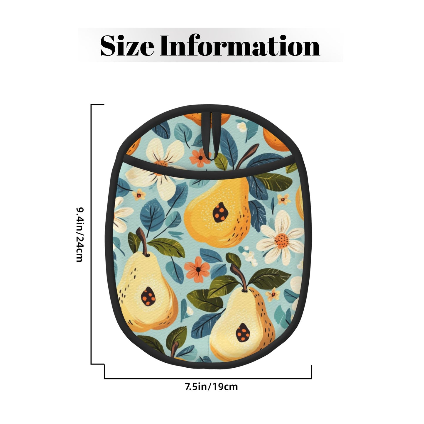 Pear Pattern Silicone Heat-Resistant Pot Holder – Hanging Multipurpose Oven Mitt Pad (9.4"x7.5")