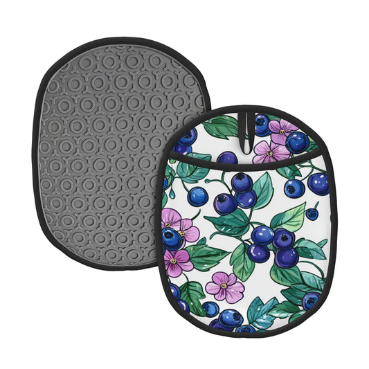 Blueberry Pattern Silicone Pot Holder – Heat Resistant Multipurpose Oven Mitt Pad with Hanging Loop (9.4"x7.5")